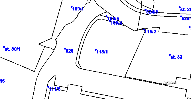 Parcela st. 115/1 v KÚ Dolní Poustevna, Katastrální mapa