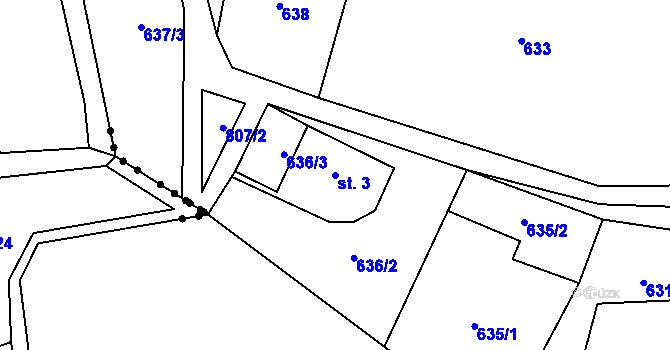 Parcela st. 3 v KÚ Horní Poustevna, Katastrální mapa