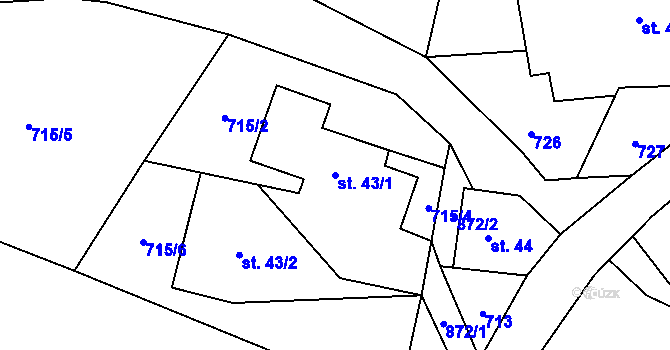 Parcela st. 43/1 v KÚ Horní Poustevna, Katastrální mapa