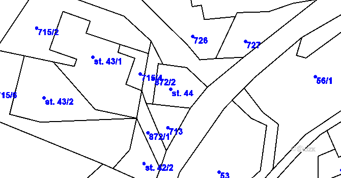 Parcela st. 44 v KÚ Horní Poustevna, Katastrální mapa