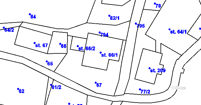 Parcela st. 66/1 v KÚ Horní Poustevna, Katastrální mapa