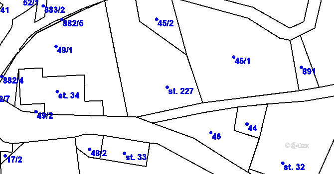 Parcela st. 227 v KÚ Horní Poustevna, Katastrální mapa