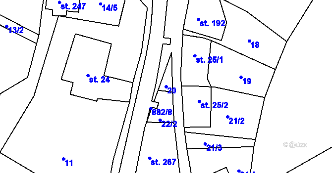 Parcela st. 20 v KÚ Horní Poustevna, Katastrální mapa