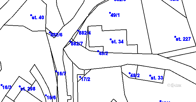 Parcela st. 49/2 v KÚ Horní Poustevna, Katastrální mapa