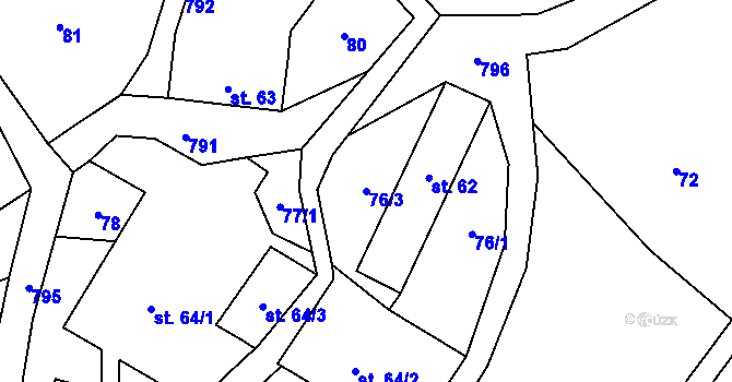 Parcela st. 76/3 v KÚ Horní Poustevna, Katastrální mapa