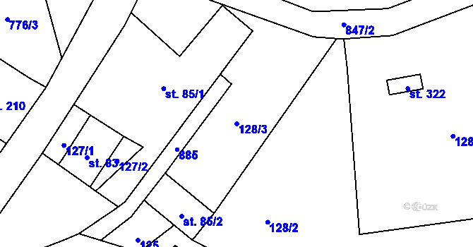 Parcela st. 128/3 v KÚ Horní Poustevna, Katastrální mapa