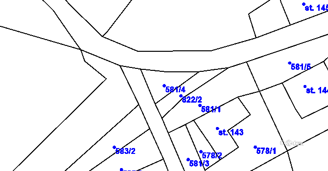 Parcela st. 581/4 v KÚ Horní Poustevna, Katastrální mapa
