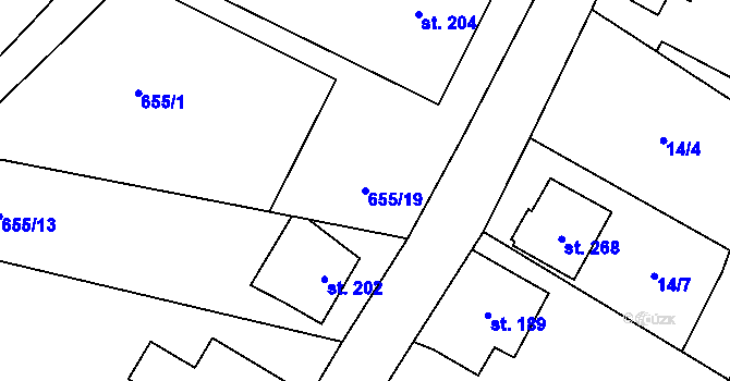 Parcela st. 655/19 v KÚ Horní Poustevna, Katastrální mapa