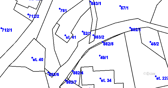 Parcela st. 52/2 v KÚ Horní Poustevna, Katastrální mapa
