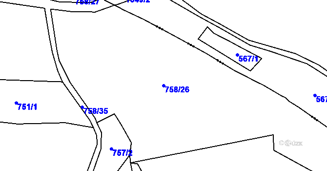 Parcela st. 758/26 v KÚ Horní Poustevna, Katastrální mapa