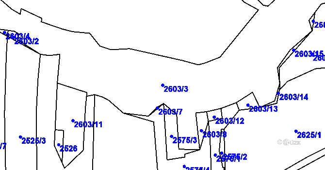 Parcela st. 2603/3 v KÚ Dolní Povelice, Katastrální mapa