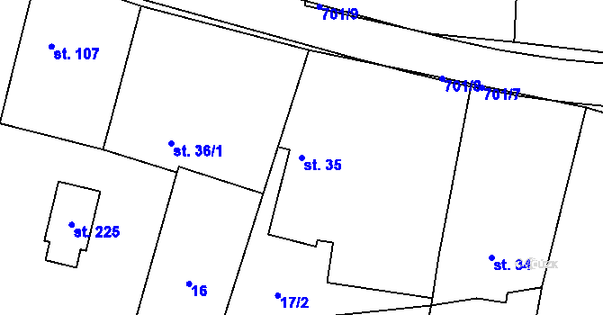 Parcela st. 35 v KÚ Dolní Přím, Katastrální mapa