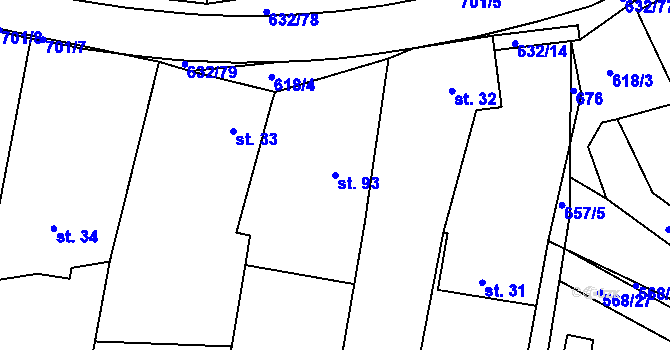Parcela st. 93 v KÚ Dolní Přím, Katastrální mapa