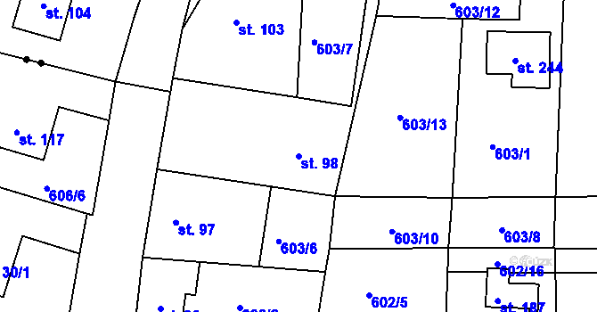 Parcela st. 98 v KÚ Dolní Přím, Katastrální mapa
