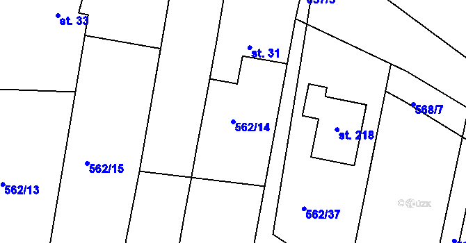 Parcela st. 562/14 v KÚ Dolní Přím, Katastrální mapa