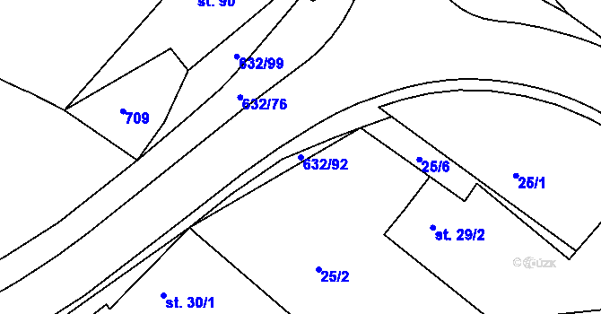 Parcela st. 632/92 v KÚ Dolní Přím, Katastrální mapa