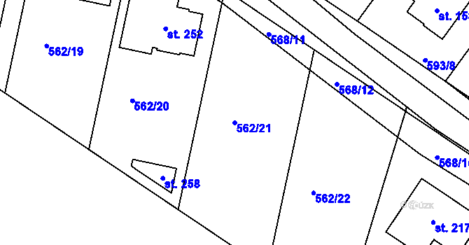 Parcela st. 562/21 v KÚ Dolní Přím, Katastrální mapa