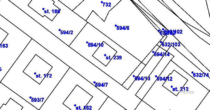Parcela st. 239 v KÚ Dolní Přím, Katastrální mapa