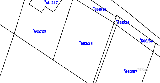 Parcela st. 562/24 v KÚ Dolní Přím, Katastrální mapa