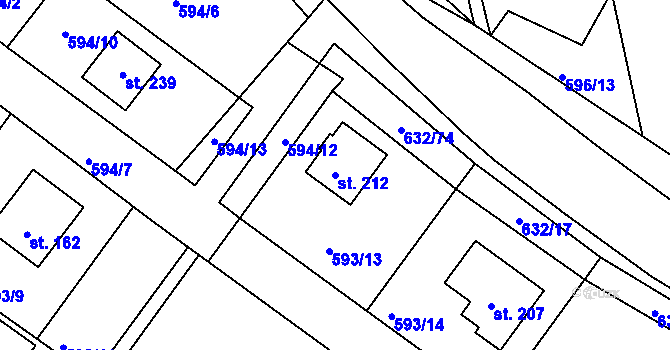 Parcela st. 212 v KÚ Dolní Přím, Katastrální mapa