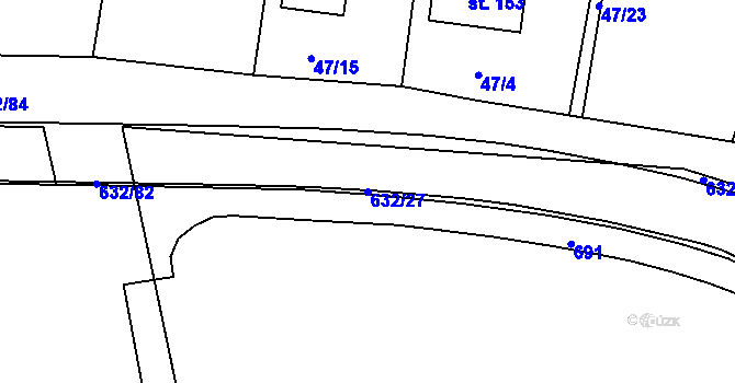 Parcela st. 632/27 v KÚ Dolní Přím, Katastrální mapa