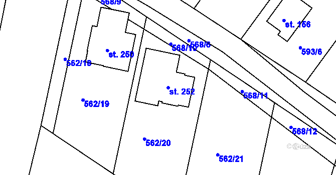 Parcela st. 252 v KÚ Dolní Přím, Katastrální mapa