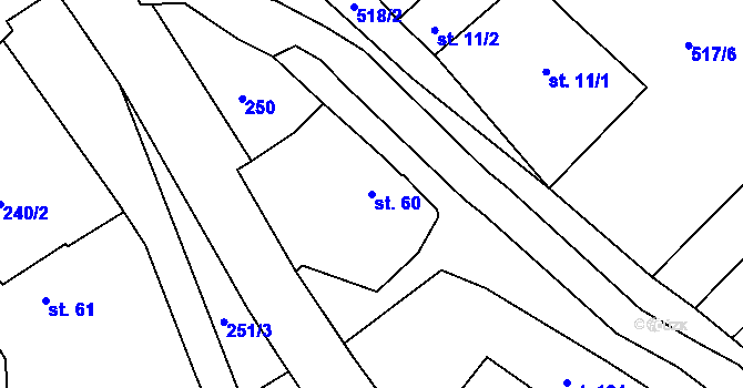 Parcela st. 60 v KÚ Dolní Radechová, Katastrální mapa