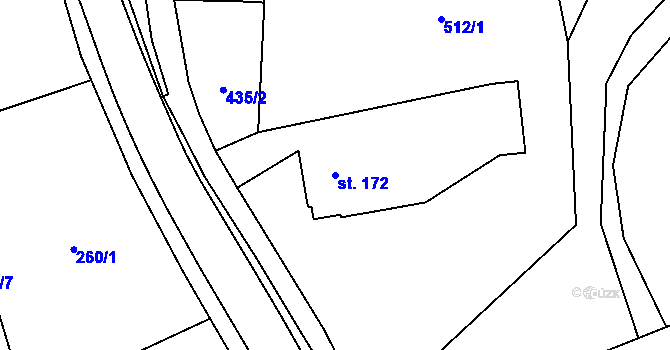 Parcela st. 172 v KÚ Dolní Radechová, Katastrální mapa