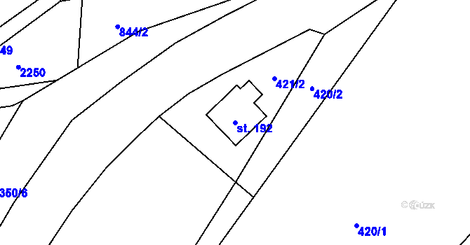 Parcela st. 192 v KÚ Dolní Radechová, Katastrální mapa