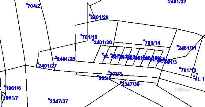 Parcela st. 264 v KÚ Dolní Radechová, Katastrální mapa