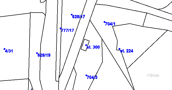 Parcela st. 300 v KÚ Dolní Radechová, Katastrální mapa