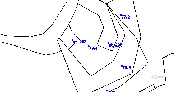 Parcela st. 79/4 v KÚ Dolní Radechová, Katastrální mapa