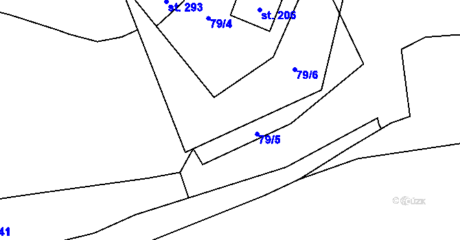 Parcela st. 79/7 v KÚ Dolní Radechová, Katastrální mapa