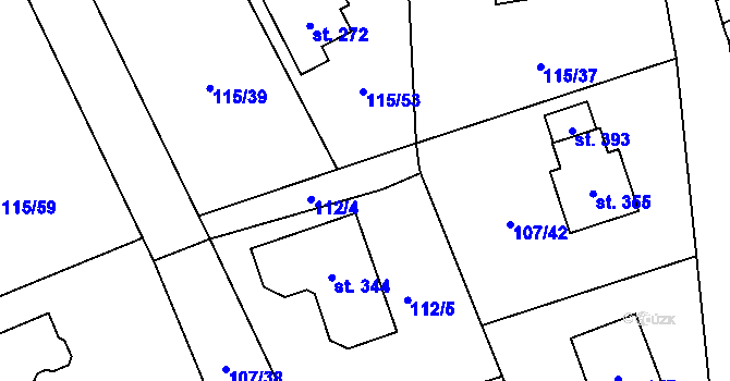 Parcela st. 112/7 v KÚ Dolní Radechová, Katastrální mapa
