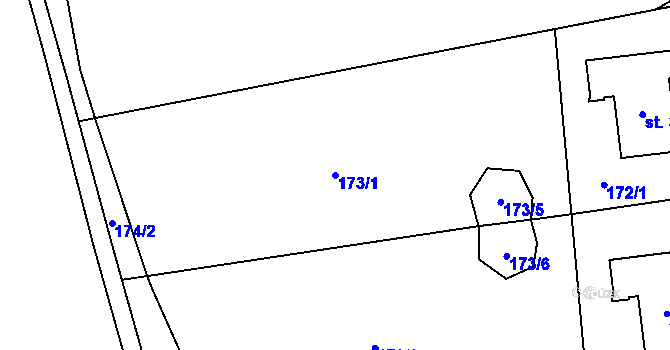 Parcela st. 173/1 v KÚ Dolní Radechová, Katastrální mapa