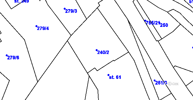 Parcela st. 240/2 v KÚ Dolní Radechová, Katastrální mapa