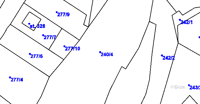 Parcela st. 240/4 v KÚ Dolní Radechová, Katastrální mapa