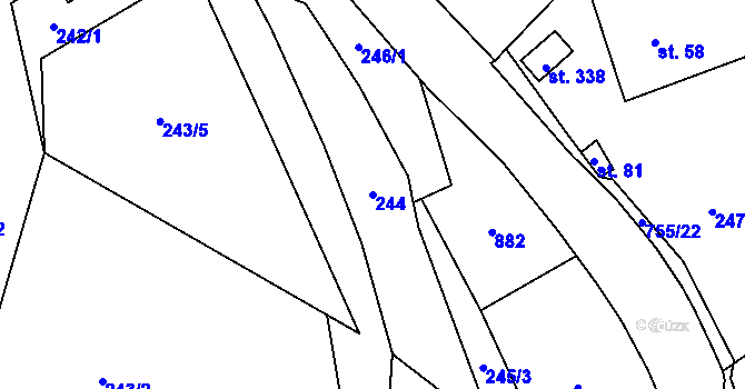 Parcela st. 244 v KÚ Dolní Radechová, Katastrální mapa