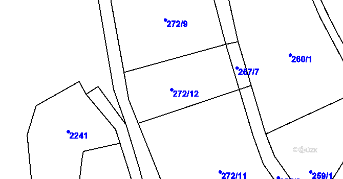 Parcela st. 272/12 v KÚ Dolní Radechová, Katastrální mapa