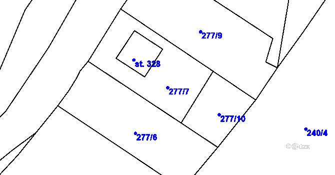 Parcela st. 277/7 v KÚ Dolní Radechová, Katastrální mapa