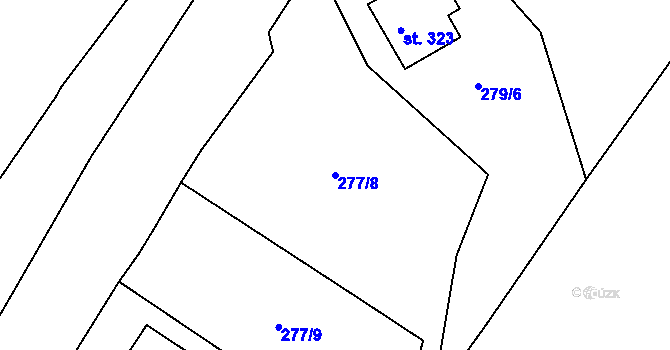 Parcela st. 277/8 v KÚ Dolní Radechová, Katastrální mapa