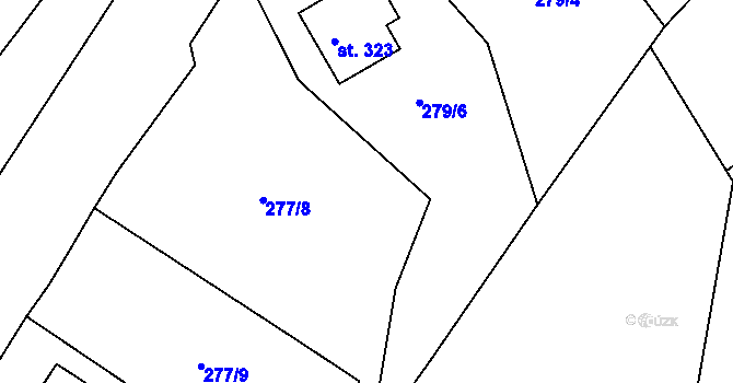 Parcela st. 279/1 v KÚ Dolní Radechová, Katastrální mapa