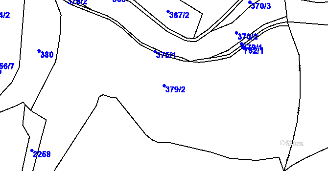 Parcela st. 379/2 v KÚ Dolní Radechová, Katastrální mapa