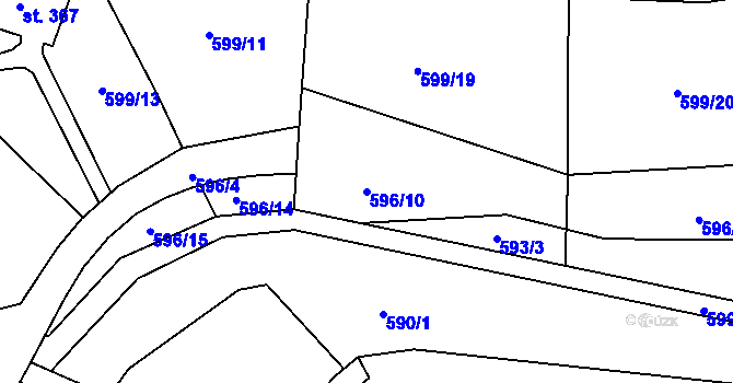 Parcela st. 596/10 v KÚ Dolní Radechová, Katastrální mapa