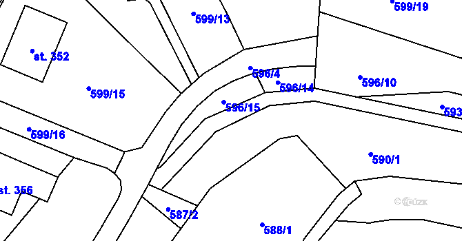 Parcela st. 599/18 v KÚ Dolní Radechová, Katastrální mapa