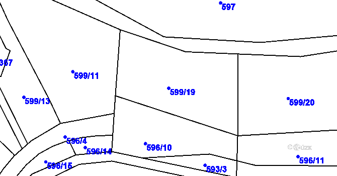 Parcela st. 599/19 v KÚ Dolní Radechová, Katastrální mapa