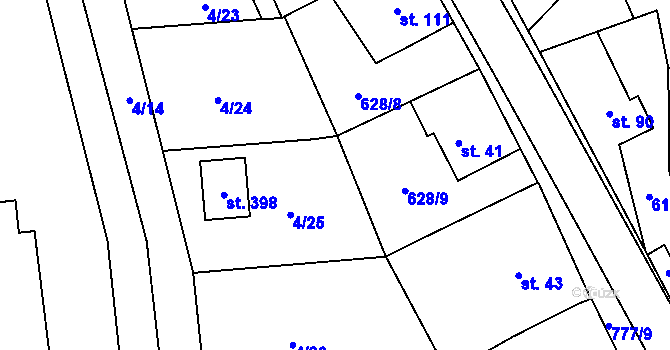 Parcela st. 786/6 v KÚ Dolní Radechová, Katastrální mapa