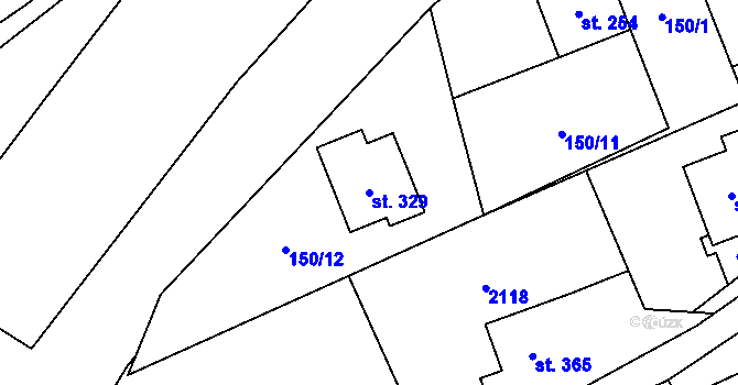 Parcela st. 329 v KÚ Dolní Radechová, Katastrální mapa