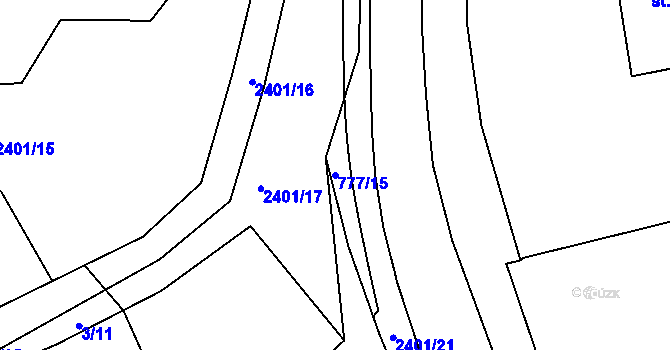 Parcela st. 777/15 v KÚ Dolní Radechová, Katastrální mapa