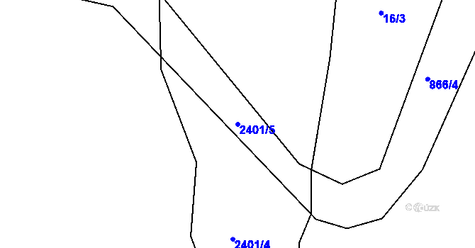 Parcela st. 2401/5 v KÚ Dolní Radechová, Katastrální mapa
